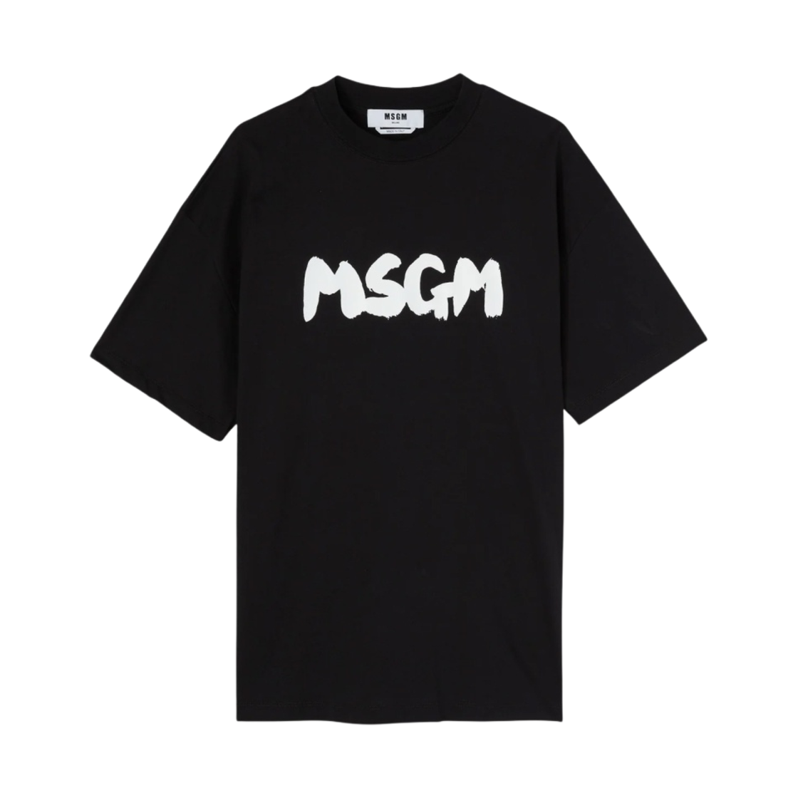 엠에스지엠 뉴 브러쉬드 로고 코튼 크루넥 티셔츠 블랙(MSGM Cotton Crewneck T-Shirt with New Brushed Logo Black) - 1