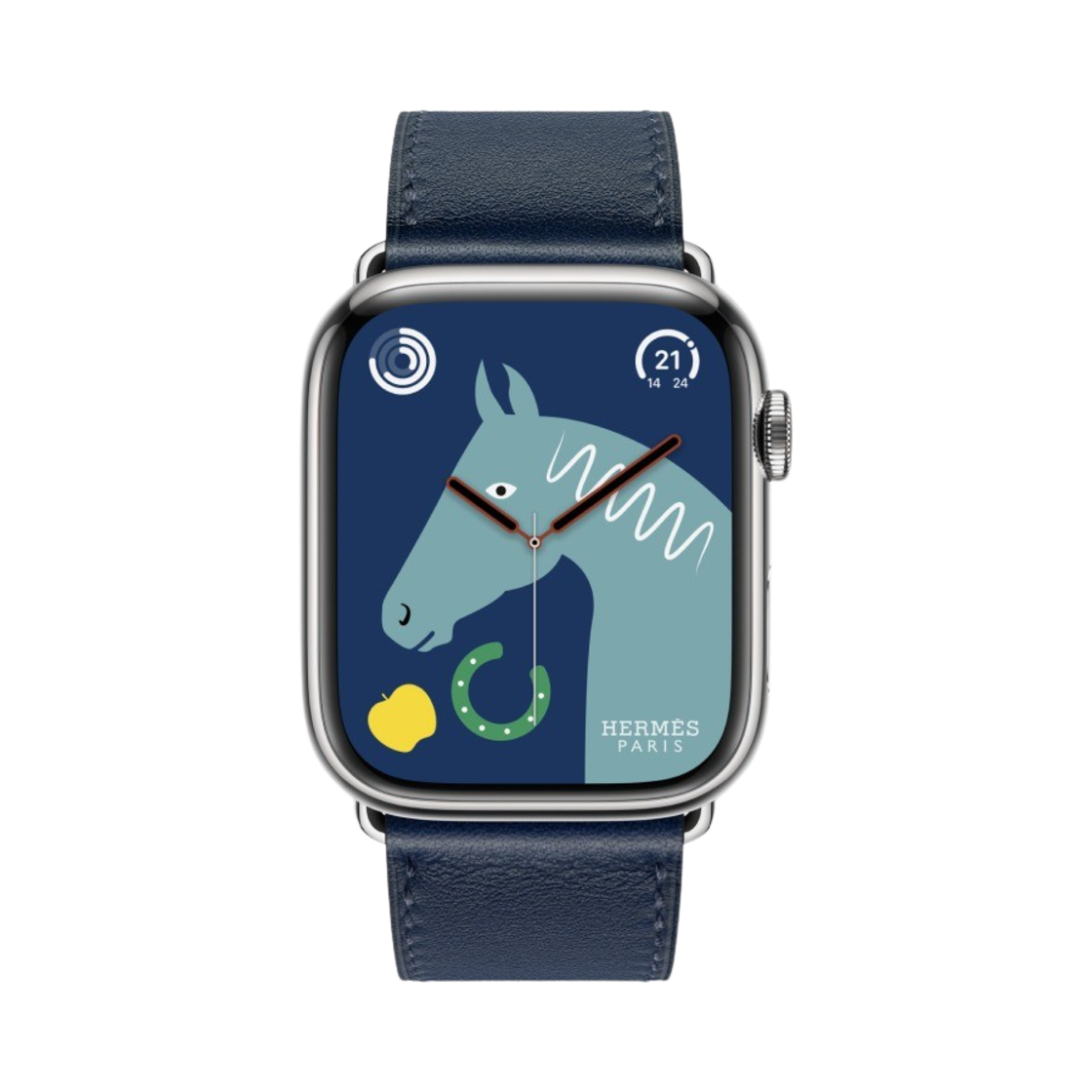 애플 워치 8 에르메스 45mm 실버 스테인리스 스틸 케이스 싱글 투어 네이비 (국내 정식 발매 제품)(Apple Watch Hermes Series 8 45mm Silver Stainless Steel Case with Single Tour Navy (Korean Ver.)) - 2