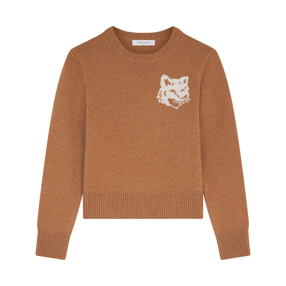NW00808KM0329-P270 (W) Maison Kitsune Fox Head Intarsia Regular Jumper Sequoia