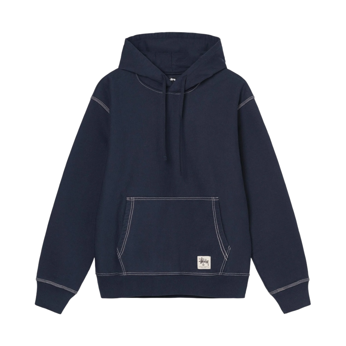 스투시 콘트라스트 스티치 라벨 후드 네이비(Stussy Contrast Stitch Label Hoodie Navy) - 1