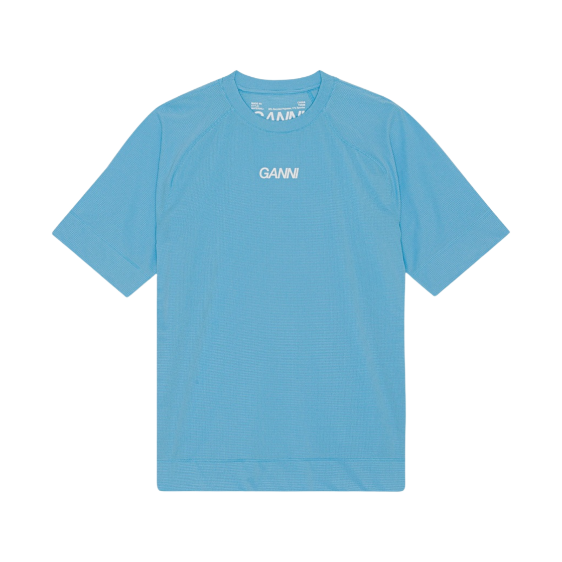 (W) 가니 액티브 메쉬 티셔츠 이더리얼 블루((W) Ganni Active Mesh T-shirt Ethereal Blue) - 1