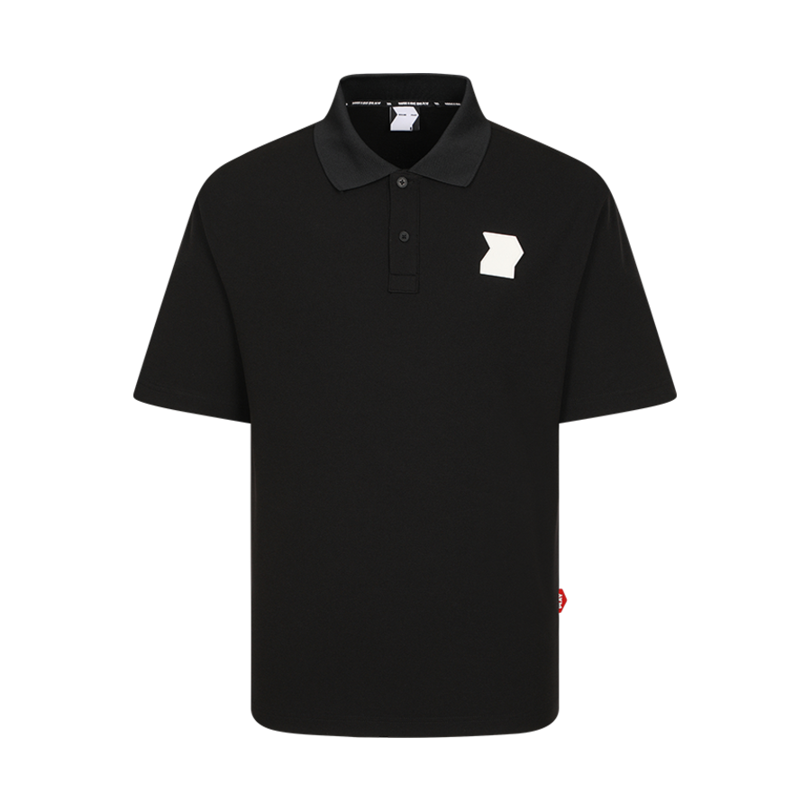 FWB1SPBK1 WILLBE PLAY Leather wappen Polo Shirt Black