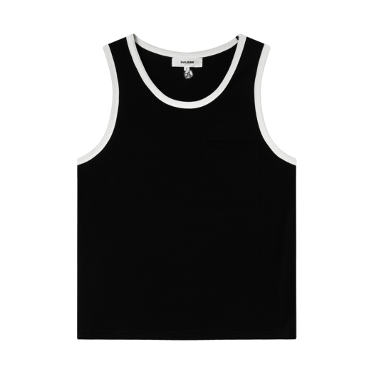 WT224 Haleine Contrast Ringer Sleeveless Top Black