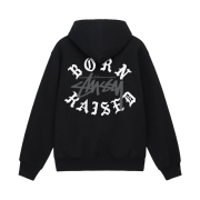 Stussy x Born X Raised Logo Zip Hoodie Black