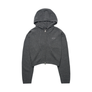 FAD Knit Crop Hoodie Zip Up Chacoal