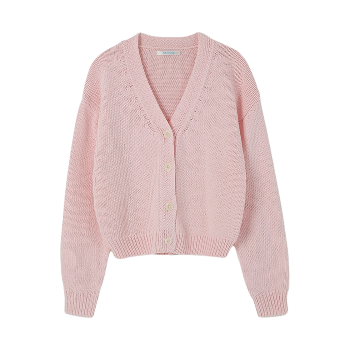 P0000BPI Tannat Cotton Low Neck Cardigan Pink