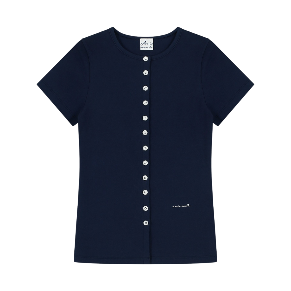 AM02CD2404-NV (W) Aviemuah Essential Organic Cotton Slim Cardigan Navy