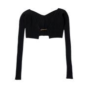(W) Jacquemus La Maille Pralu Micro Charm Logo Cardigan Black