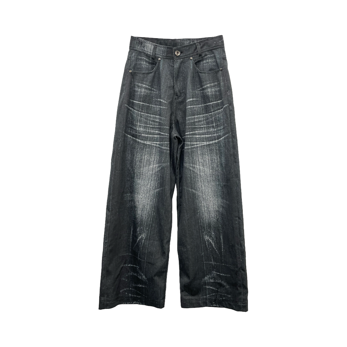 BLR24SSPT07BK BLR Printed Wide Denim Pants Black