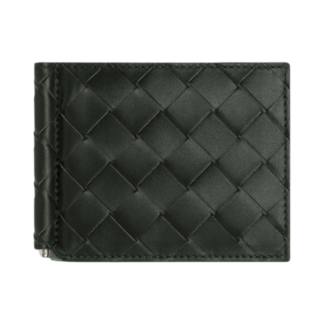 보테가 베네타 인트레치아토 빌 클립 지갑 다크 그린 머메이드(Bottega Veneta Intrecciato Bill Clip Wallet Dark Green Mermaid) - 1