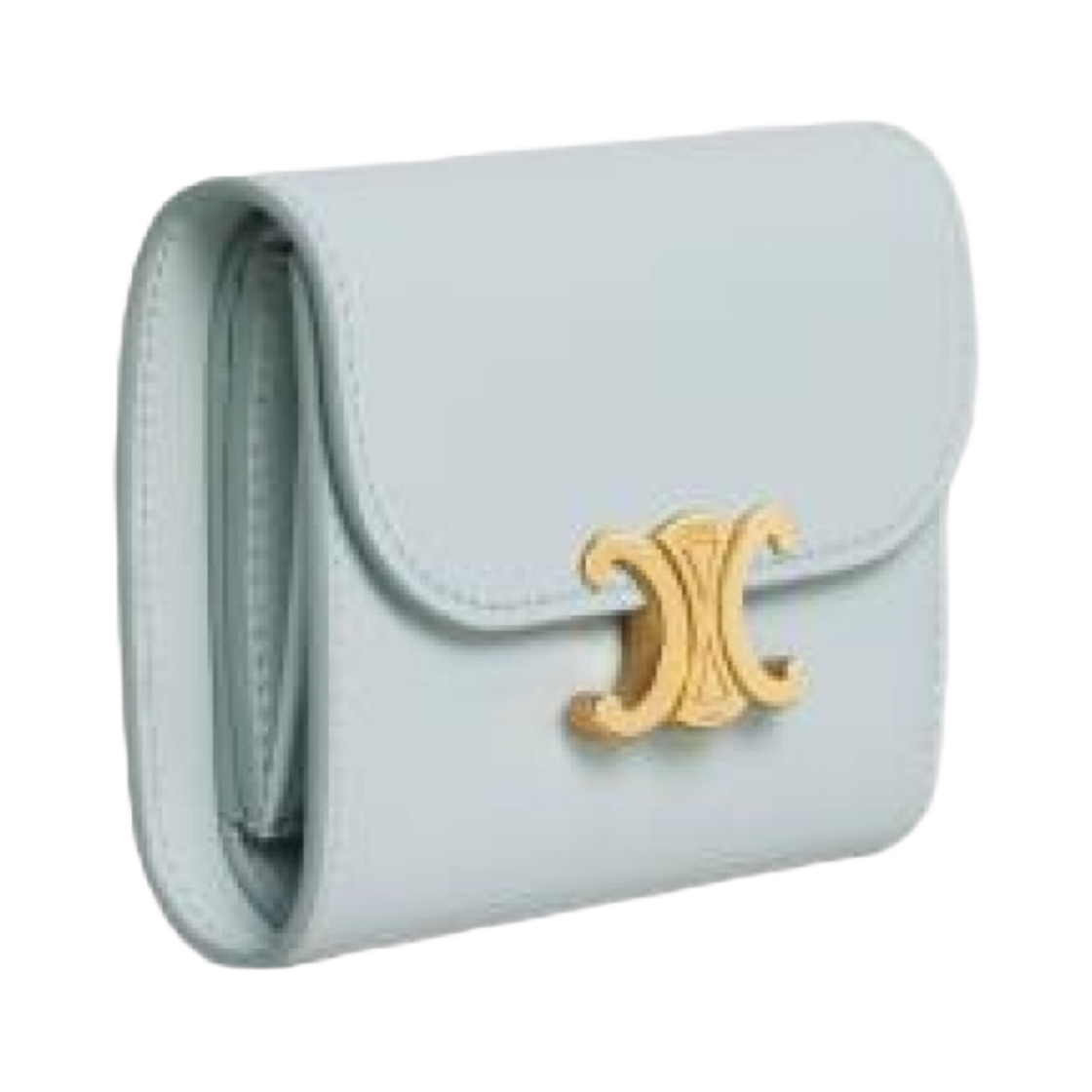 10D783DPV-07SZ Celine Small Wallet Triomphe in Shiny Calfskin Soft Blue - #2