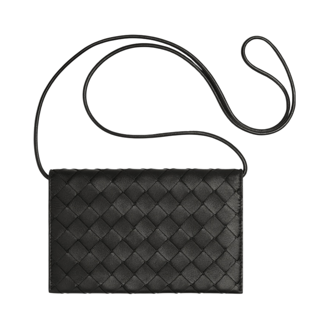 보테가 베네타 인트레치아토 스트랩 지갑 블랙(Bottega Veneta Intrecciato Wallet on Strap Black) - 1