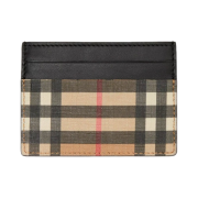 Burberry Vintage Check E-Canvas Leather Card Case Archive Beige