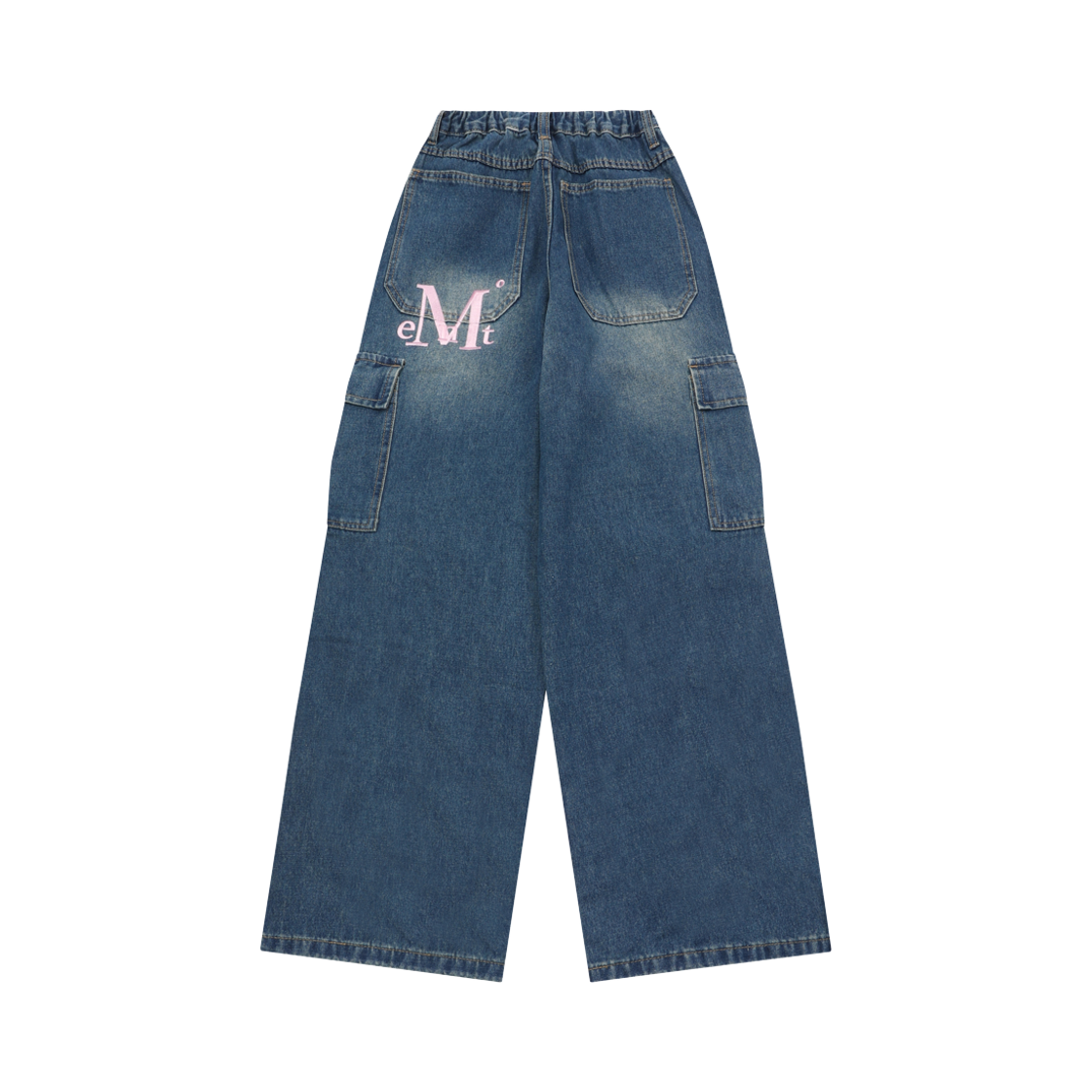 무센트 보스크 백 포켓 빅 로고 카고 데님 팬츠 데님(MUCENT Bosc Back Pocket Big Logo Cargo Denim Pants Denim)