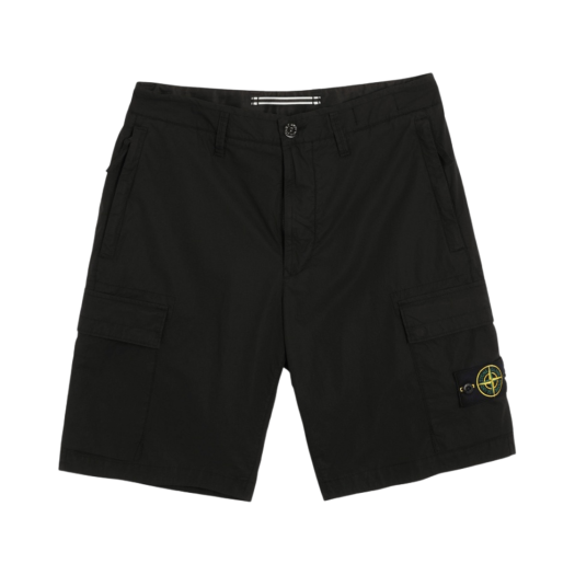 Stone Island L0803 Stretch Cotton Tela Paracadute Garment Dyed Cargo Bermuda Shorts Black - 22SS