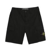 Stone Island L0803 Stretch Cotton Tela Paracadute Garment Dyed Cargo Bermuda Shorts Black - 22SS