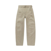 Lemaire Twisted Belted Pants Cotton Satin Light Taupe