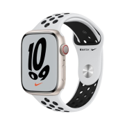 Apple Watch Nike Series 7 45mm Cellular Starlight Aluminum Case with Nike Sport Band Pure Platinum Black (Korean Ver.)