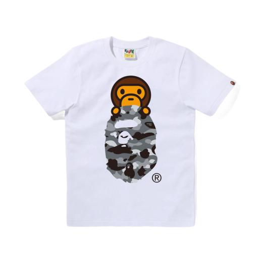 (W) BAPE 1st Camo Milo on Ape Head T-Shirt White Gray