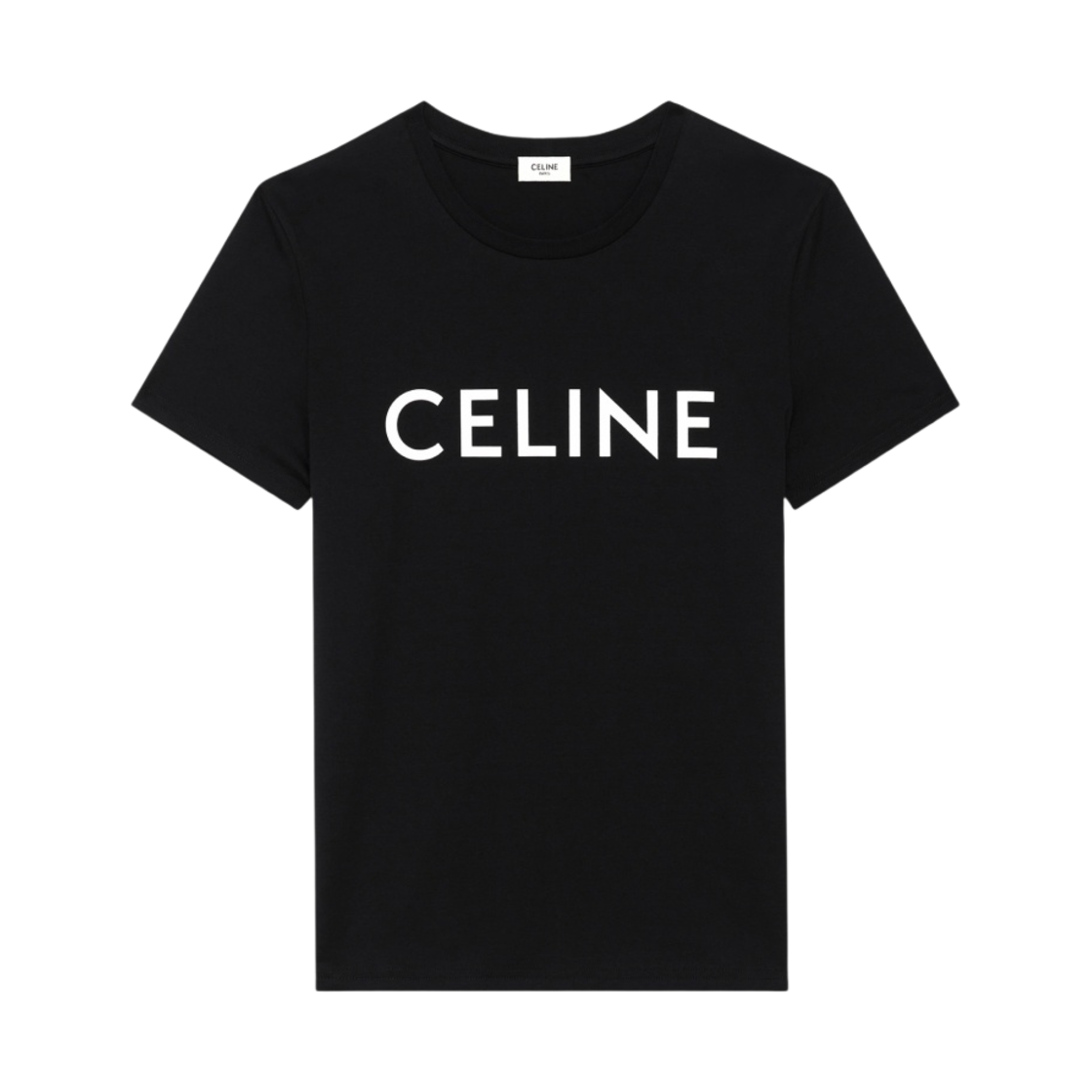 (W) 셀린느 루즈 티셔츠 코튼 저지 블랙 화이트((W) Celine Loose T-Shirt in Cotton Jersey Black White)