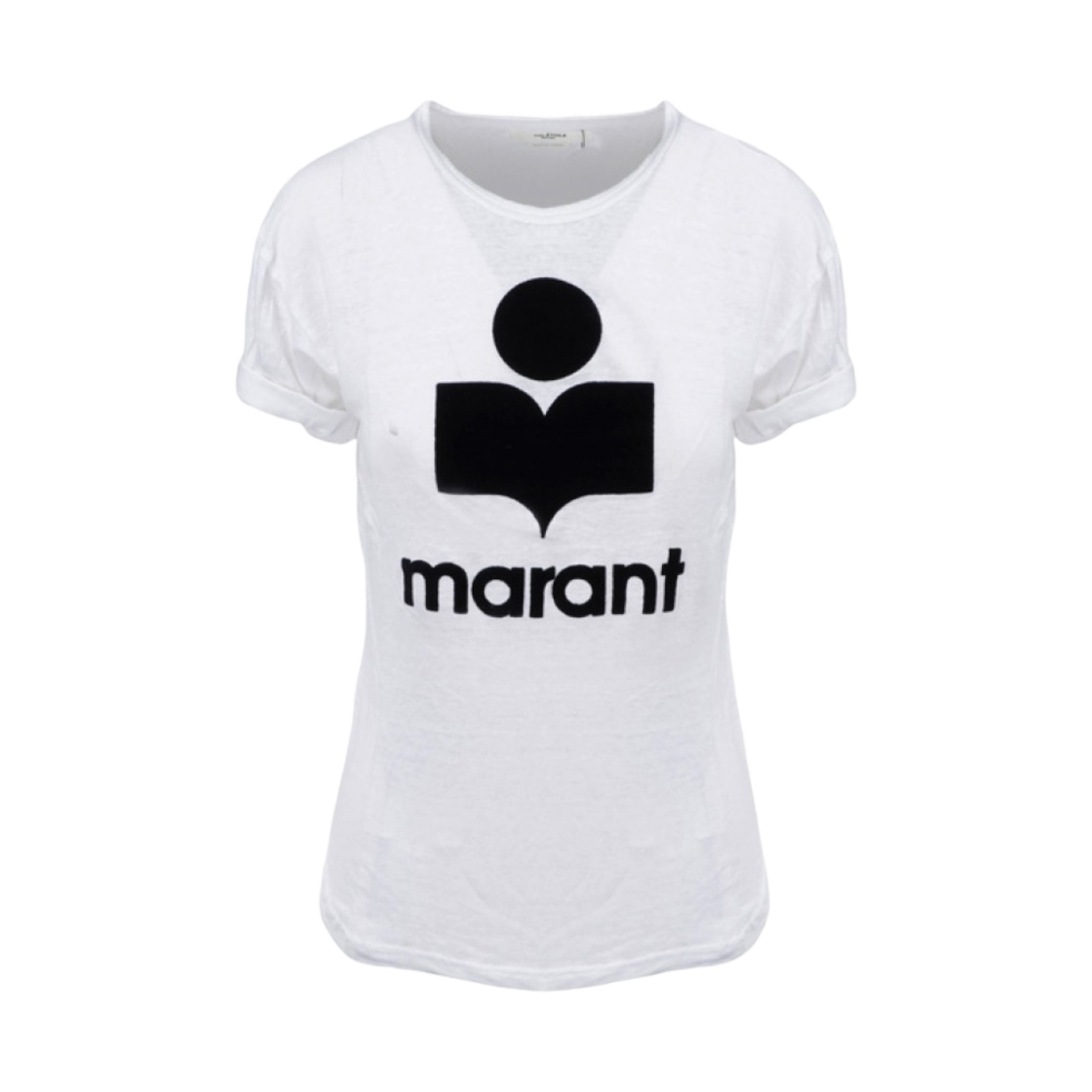 (W) 이자벨 마랑 콜디 리넨 로고 티셔츠 화이트 블랙((W) Isabel Marant Koldi Linen Logo T-Shirt White Black) - 1
