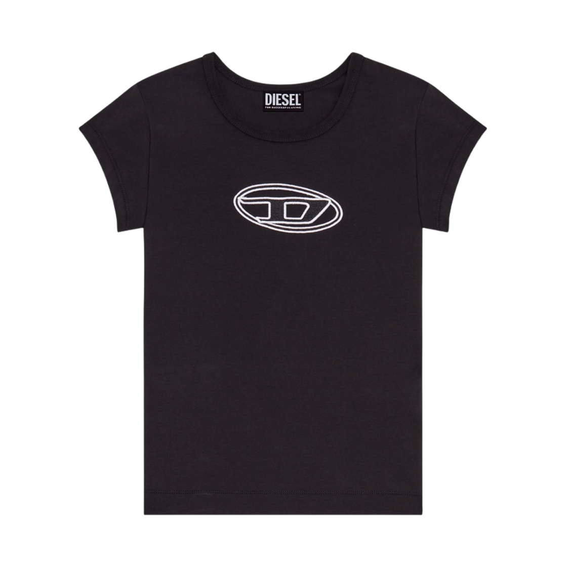 (W) 디젤 T-안지 피카부 로고 티셔츠 블랙((W) Diesel T-Angie Peekaboo Logo T-Shirt Black)