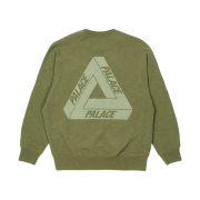 Palace Tri-Ferg Slub Crew Olive - 22FW