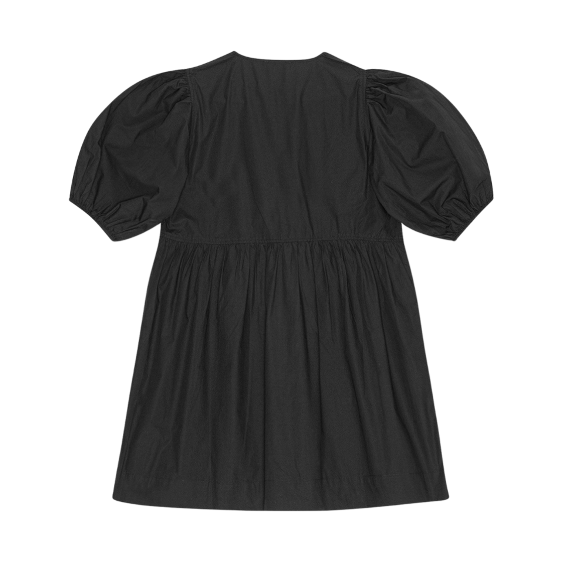 (W) 가니 코튼 포플린 타이 스트링 미니 드레스 블랙((W) Ganni Cotton Poplin Tie String Mini Dress Black) - 2