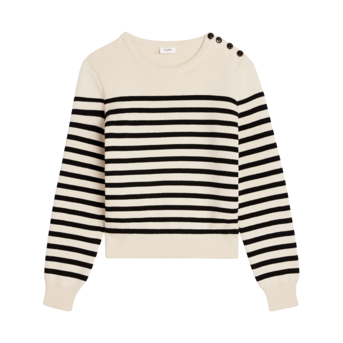 (W) 셀린느 캐시미어 마리니에르 오프 화이트 블랙((W) Celine Cashmere Mariniere Off White Black) - 1