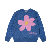 The Museum Visitor Flower Jacquard Summer Knit Blue