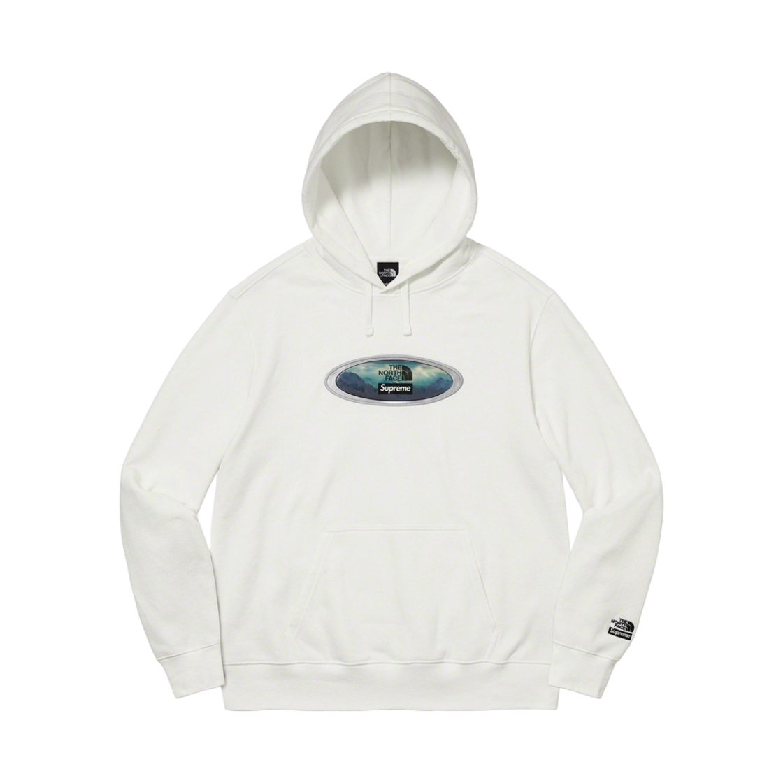 NF0A7QGUFN4 Supreme x The North Face Lenticular Mountains Hooded Sweatshirt White - 21FW