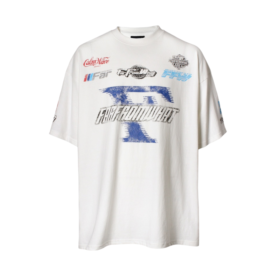 - Farfromwhat Far Washed Sponsor Logo T-Shirt White