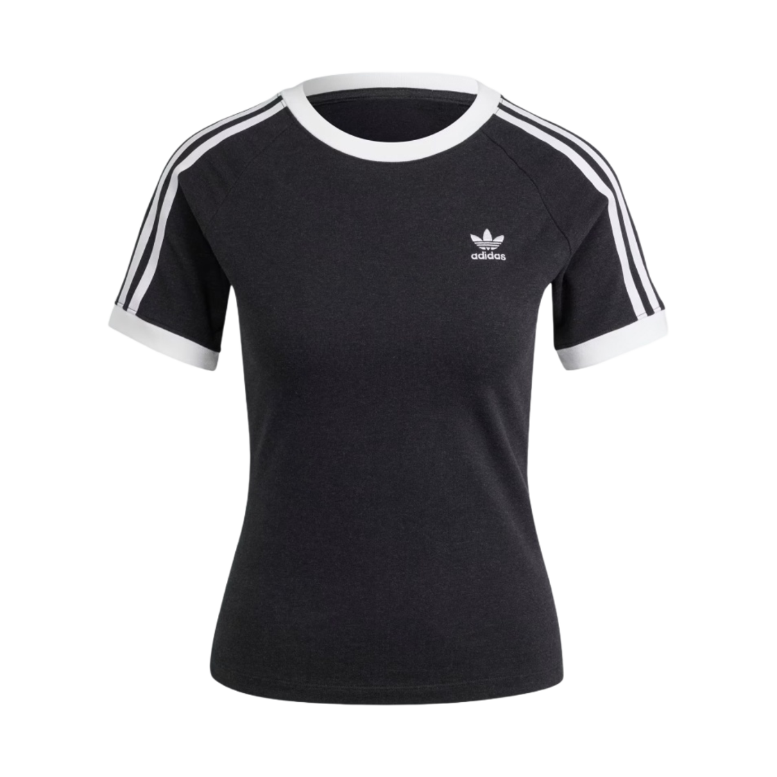 (W) 아디다스 3S 슬림 레글런 티셔츠 블랙 멜란지 - KR 사이즈((W) Adidas 3S Slim Reglan T-Shirt Black Melange - KR Sizing)