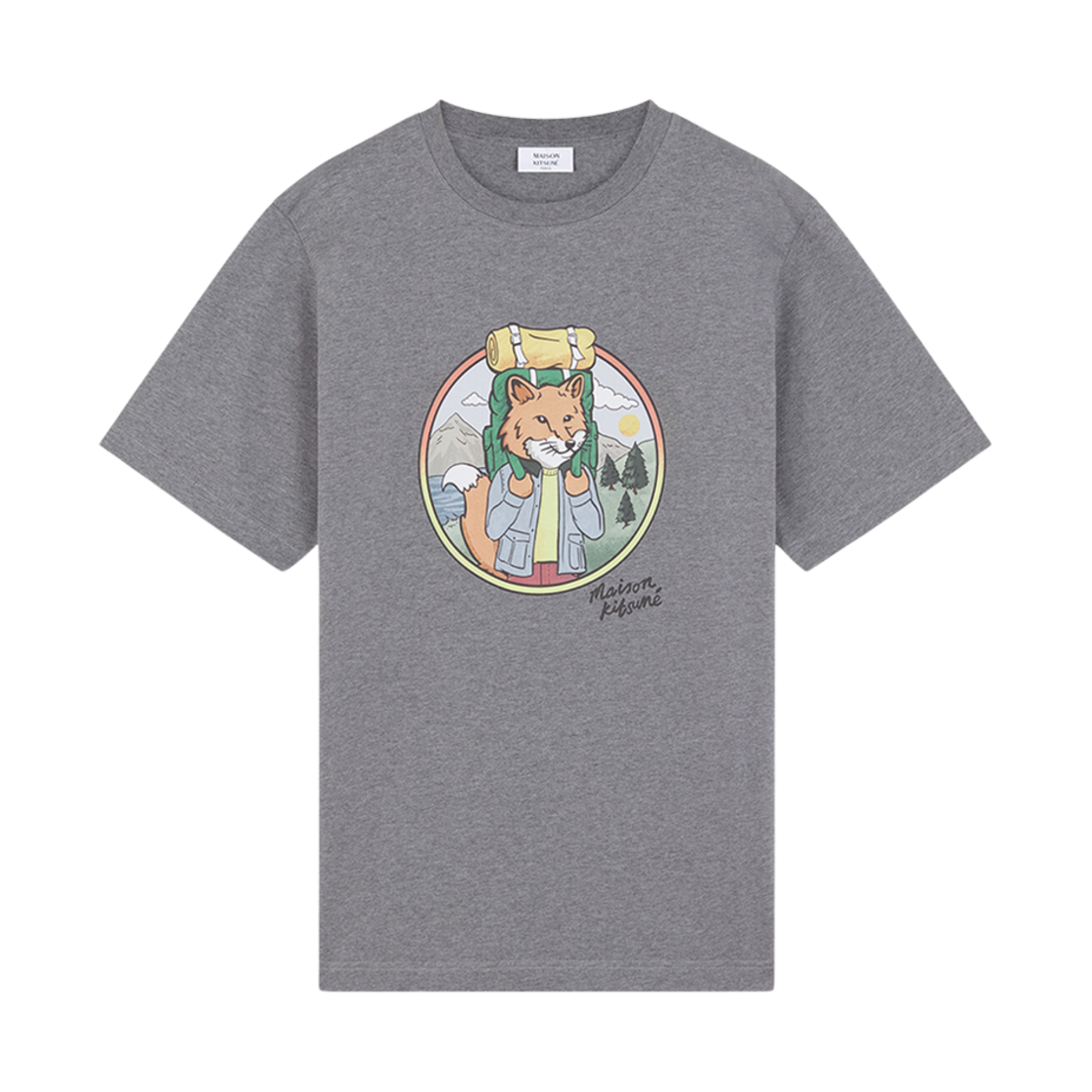 NM00120KJ0118-H131 Maison Kitsune Rambling Fox Comfort T-Shirt Medium Grey Melange