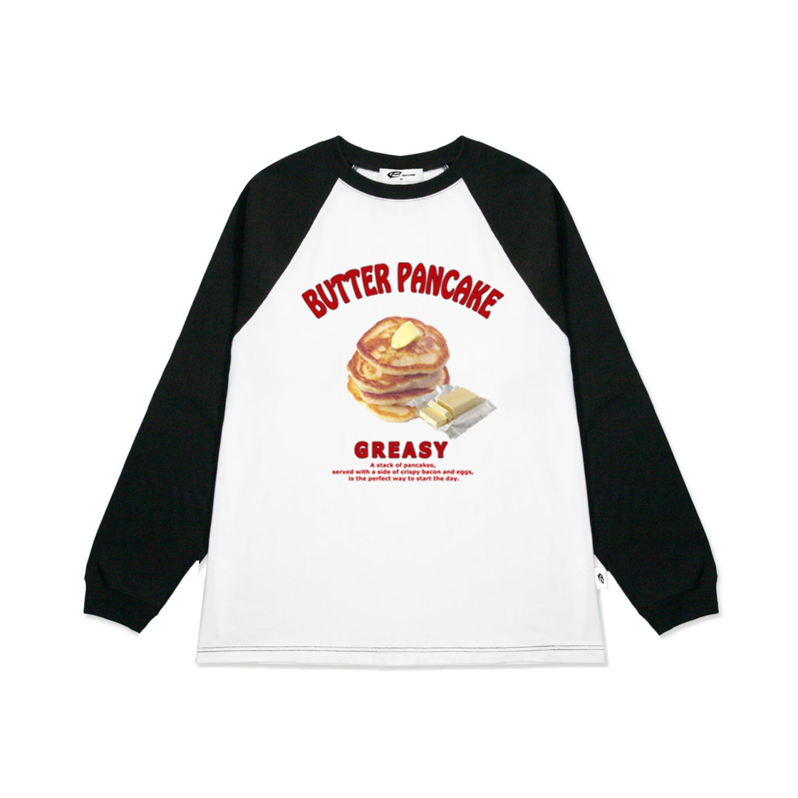 P242LS008BK pagesiisii Butter Pancake Print Overfit Long Sleeve Black