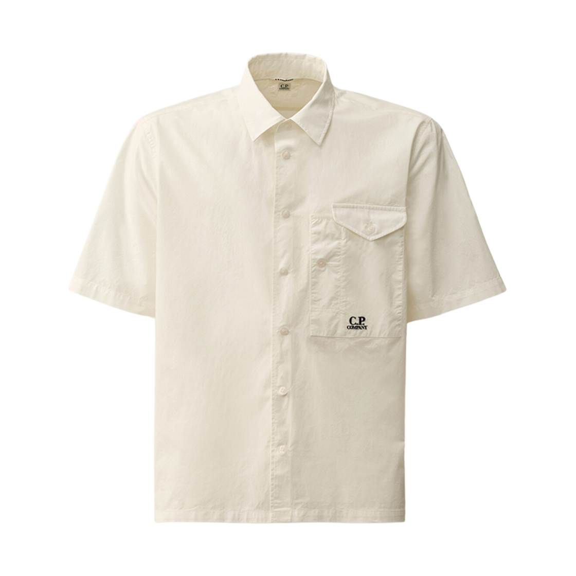 16CMSH208A005328G103 C.P. Company Cotton Popeline Short Sleeved Shirt Gauze White - 24SS