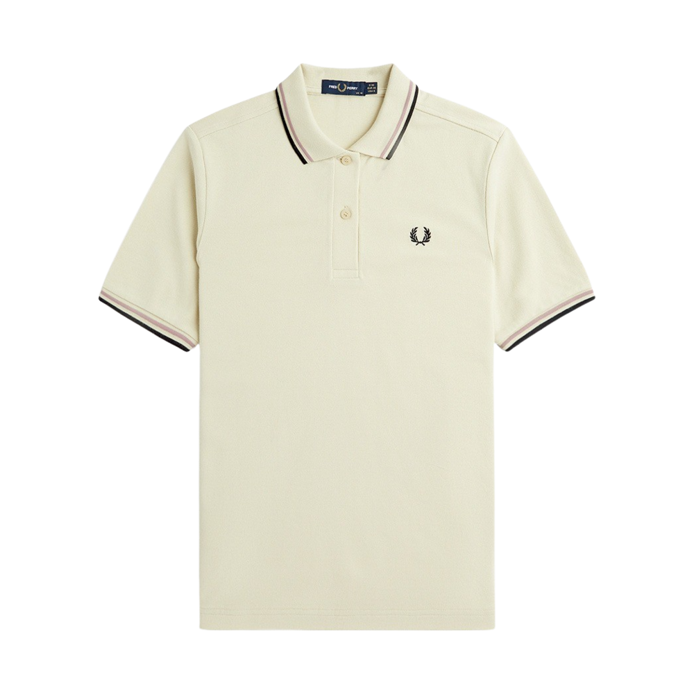 AFPF2413600-691 Fred Perry Womens G3600 Twin Tipped Fred Perry Shirt Oatmeal/Dark Pink/Black