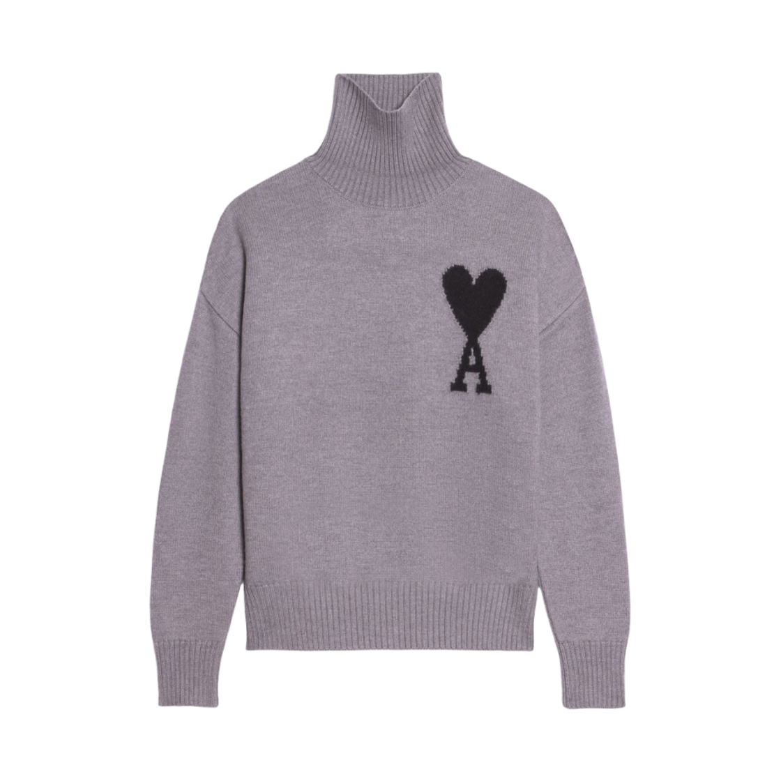 아미 빅 하트 로고 퍼넬 넥 스웨터 그레이 블랙(Ami de Coeur Funnel Neck Sweater Grey Black) - 1
