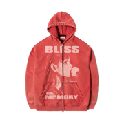 QT8 GARMENTS Bliss Washed Zip-up hoodie Red