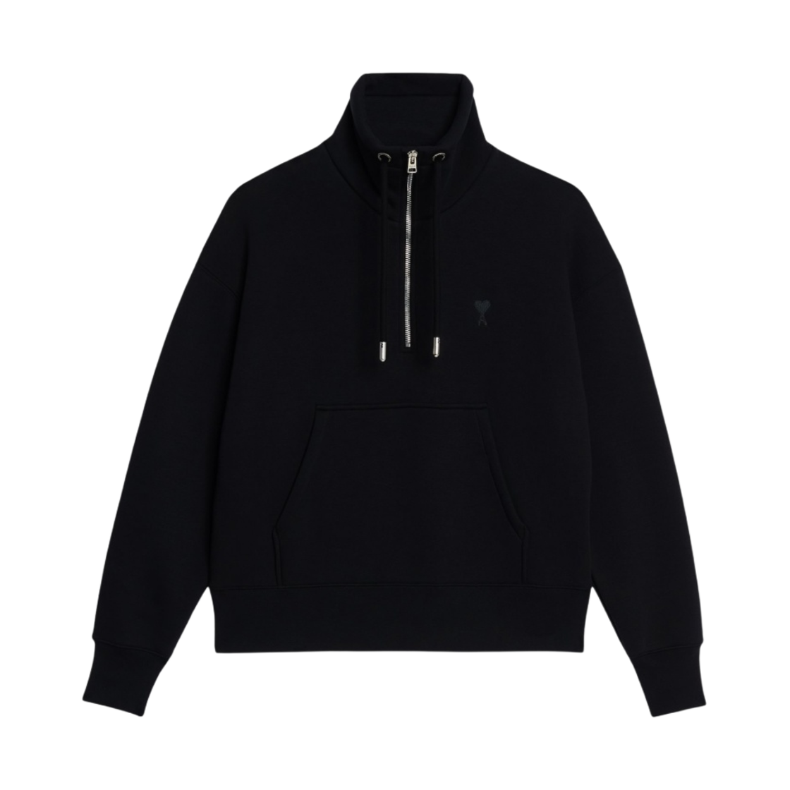아미 토날 하트 로고 플라이 스웨트셔츠 블랙(AMI Tonal de Coeur Fly Sweatshirt Black) - 1