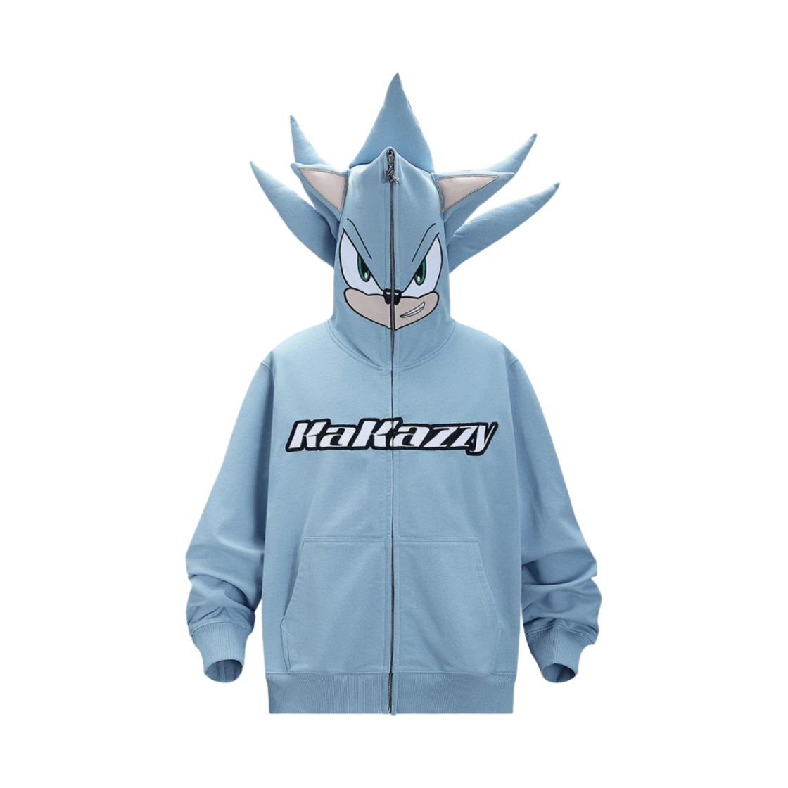 - Kakazzy Full Zip Hoodie Sonic Silver the Hedgehog Light Blue