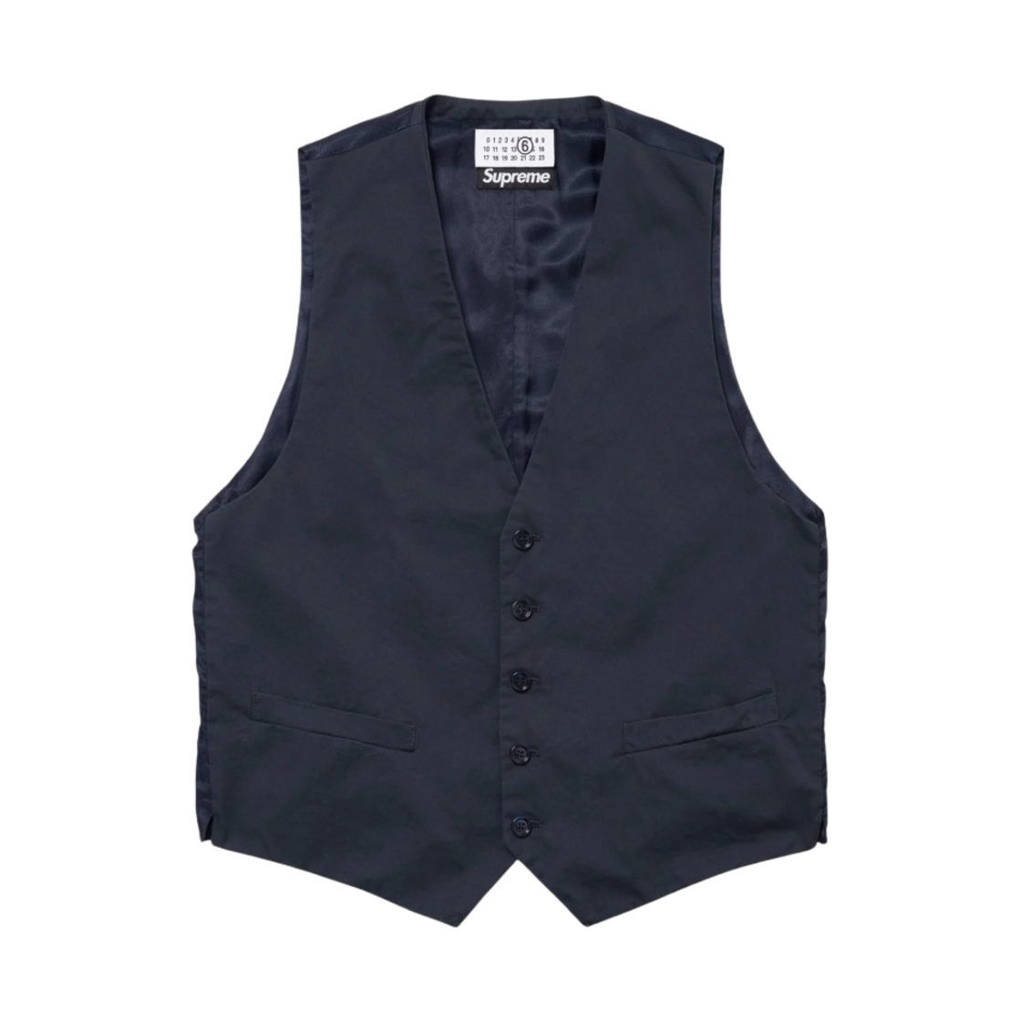 슈프림 x MM6 메종 마르지엘라 워시드 코튼 수트 베스트 네이비 - 24SS