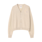 (W) Danton Lambswool V Neck Knit Cardigan Oatmeal