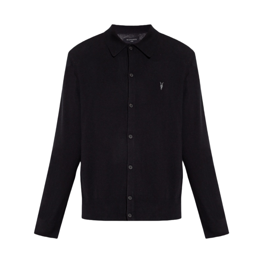 MK044Z All Saints Kilburn Ramskull Shirt Cardigan Black