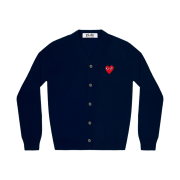 Play Comme des Garcons Red Heart Knit Cardigan Navy