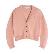 (W) Maison Kitsune Bold Fox Head Patch Comfort Cardigan Porcelaine Pink