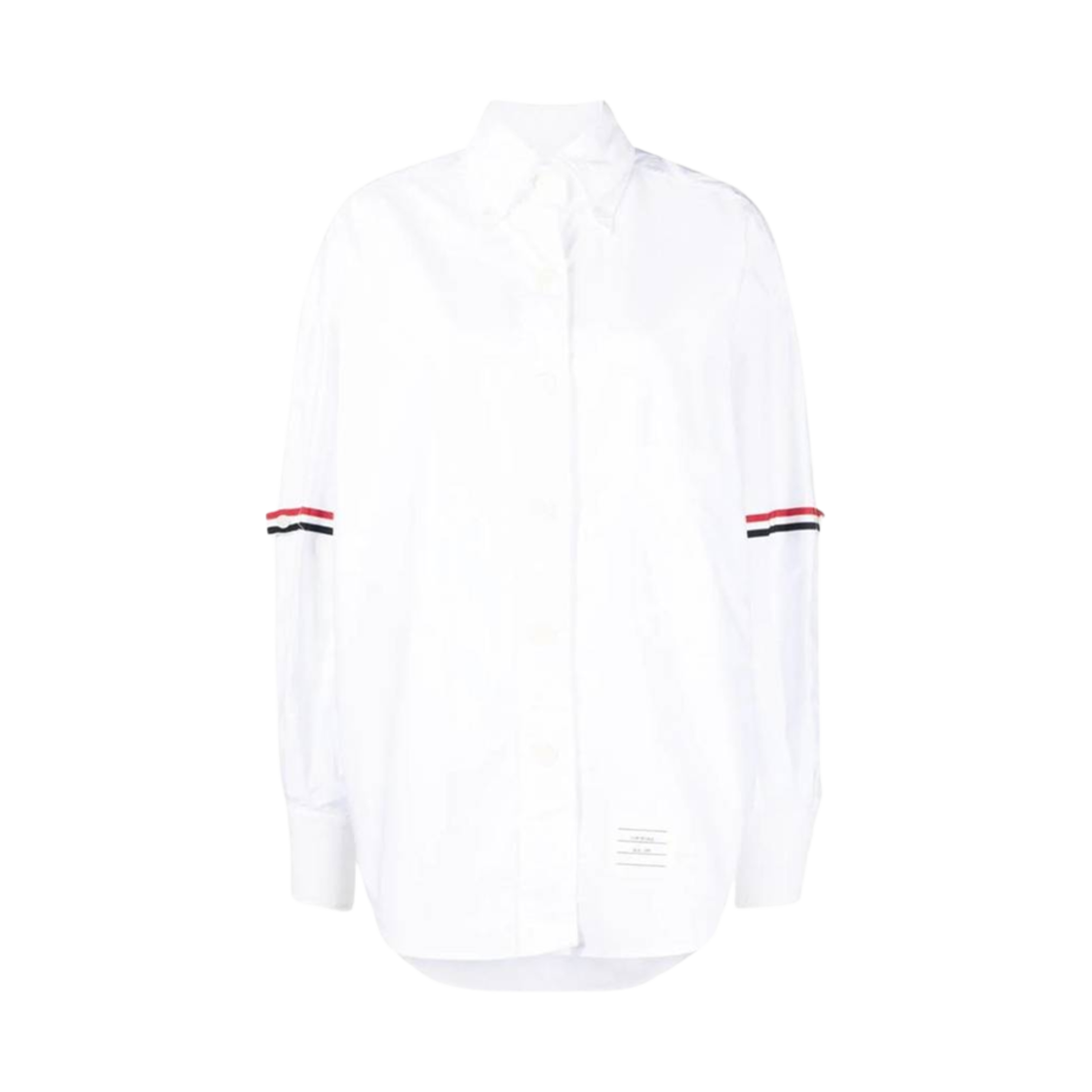 FLL079E-F0313-100 (W) Thom Browne RWB Stripe Detail Shirt White