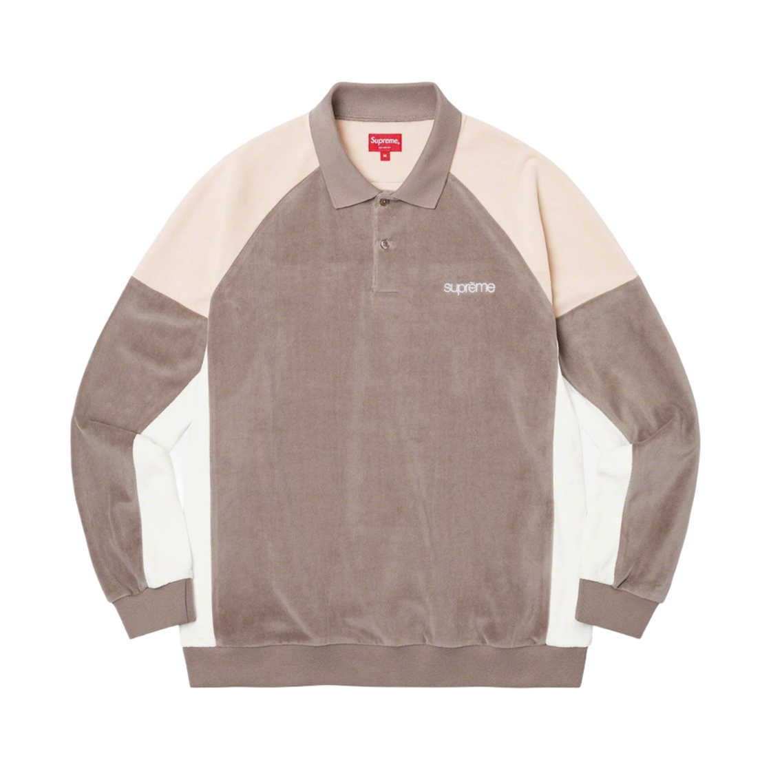 슈프림 패널드 벨루어 롱슬리브 폴로 라이트 브라운 - 22FW(Supreme Paneled Velour L/S Polo Light Brown - 22FW) - 1