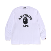 BAPE College Relaxed Fit L/S T-Shirt White