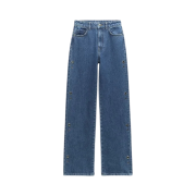 (W) Zara High-Waist Straight Jeans Medium Blue